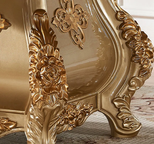 ชุดโต๊ะรับประทานอาหารทรงกลมไม้สักทองคำหรูหรา สไตล์ยุโรปคลาสสิกแกะสลักแบบโบราณ เฟอร์นิเจอร์รับประทานอาหารสำหรับโรงแรม ผลิตในอินโดนีเซีย - Product Image 4