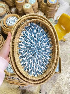 Vente flash Plateau de luxe fait main en nacre du Vietnam Nouveau plateau moderne de luxe en rotin laqué pour les boissons - Product Image 2