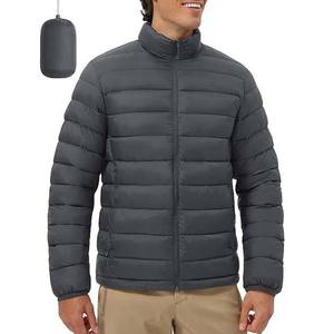 2026 Lightweight Casual Slim Couple Jacket Zipper Front Stand Collar <b>Yarn</b> Dyed Solid Color White Warm Winter Coat Packable - Product Image 2