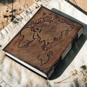 Al-Amir Handmade World <b>Map</b> Embossed Leather Journal 7x5 Travel Diary Sketchbook 200 Pages Handmade Notebook From Rajasthan - Product Image 3