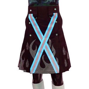 Kilt utilitaire pour homme, couleur bordeaux foncé, thème incendie, vêtements de travail pour pompiers et kilt d'extérieur, OEM ODM - Product Image 2