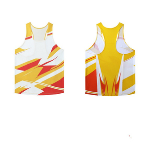 Débardeur de sublimation doré pour homme, haute qualité, 95% polyester, 5% élasthanne, sans manches - Product Image 2