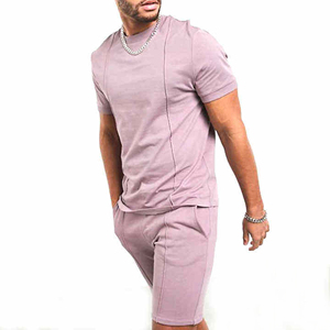 Men's Summer Solid Color Casual Fashion <b>Set</b> Breathable Small <b>Square</b> Collar T-shirt Shorts <b>Set</b> - Product Image 1