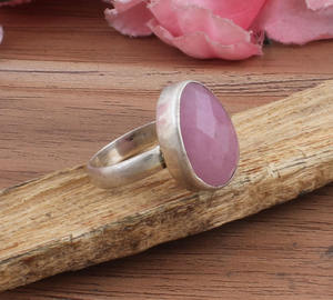 Bague en argent sterling 925 avec saphir rose naturel serti en bélière, pierre précieuse pour femme, plaqué or rose 18 carats, sans ternissement, pour les fêtes - Product Image 1