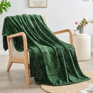 <b>Super</b> <b>Soft</b> 50 X 60 Inches Flannel Fleece Throw <b>Blanket</b> Lightweight Cozy Warm with Leaves Textured Plush for Bed Couch or Sofa - Product Image 3