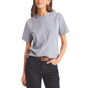 Camiseta Casual de Algodón para Mujer, Cuello Redondo, Manga Corta, Talla Grande, Transpirable, Color Liso Teñido, para Verano - Product Image 4