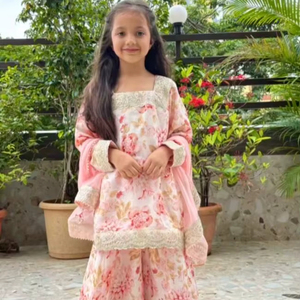 Ensemble Kurta Sharara à fleurs pour bébé fille – Tenue de fête et de cérémonie - Product Image 1