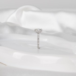 3.32 Carat Oval Cut Lab Grown <b>Diamond</b> <b>Ring</b> 14K White Gold Hidden Halo Pave Band Engagement <b>Ring</b> Luxury Bridal - Product Image 5