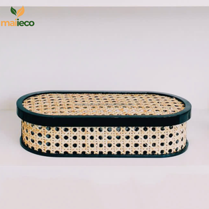 Juego de cesta tejida de madera negra tejida a mano de estilo Vintage más vendida, contenedores de almacenamiento de Material de ratán Natural, correas de caña de ratán - Product Image 2