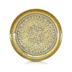 Plateau de service en métal doré de qualité supérieure, design luxueux, style marocain, pour la décoration de la maison islamique. - Product Image 5