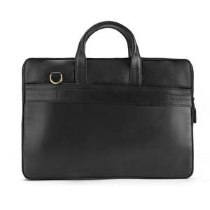Classic Black Genuine Leather Laptop Bag for Men with Organized Main Compartment and Accessories Storage - Product Image 3