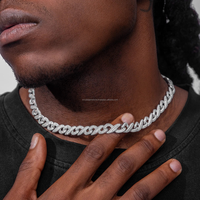 Nouveauté : Chaîne cubaine en argent sterling 925 plaqué or blanc avec diamants Moissanite VVS pour mariage, fête ou cadeau