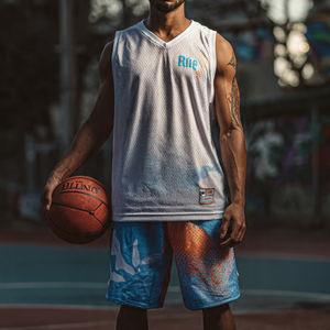 Maillot de basket-ball sans manches imprimé avec nom et numéro pour hommes et jeunes – Gilet de football et de basketball - Product Image 1