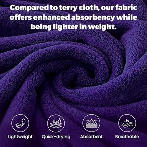 Bata de Baño de Felpa para Mujer, Manga Larga, Cuello en V, Larga, Color Morado Sólido, Algodón Suave, Informal, Transpirable, ODM, para Usar en Casa en Invierno - Product Image 5
