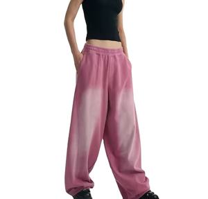 Pantalones Casuales Ligeros de Moda Urbana con Logotipo Personalizado para Mujer, Pantalones de Lavado Ácido con Estampado Recto Medio, 100% Algodón - Product Image 6