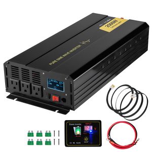 Inversor de Onda Sinusoidal Pura de 2500W, 12V a 120V, DC a AC, para Automóvil, con Puerto USB, Pantalla LCD y Control Remoto - Product Image 1