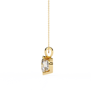 Collier pendentif solitaire en or rose 14 carats avec diamant jaune de laboratoire de 2,22 carats, minimaliste, délicat, demi-sertissage, bijoux de mariage tendance - Product Image 6