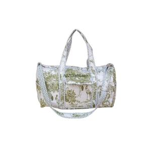 Sac de sport vintage matelassé en coton 100% pur personnalisé, sac de voyage de week-end, sac de plage d'été pour femmes - Product Image 5