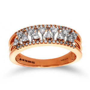 Luxury 18K Rose Gold Pear & Round Cut Diamond Open Gallery <b>Ring</b> for Women Elegant <b>Split</b> Shank Engagement Wedding Anniversary - Product Image 1