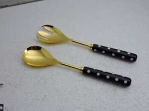 stainless steel salad server pair <b>resin</b> handle <b>table</b> utensil for catering banquet wedding restaurant wholesale export <b>uk</b> - Product Image 2