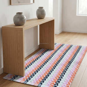 Tapis de chevet en coton tissé à la main à rayures violettes pour chambre à coucher, chambre d'amis et intérieurs d'hôtels de charme - Product Image 3