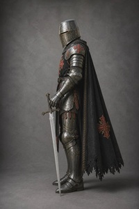 Conjunto de Armadura Completa de Caballero Real: Barbuta de Acero Suave, Disfraz de Cosplay ANAS AHMAD - Product Image 4