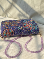 Pochette de soirée motif pieuvre à fermeture simple ornée de perles lavande, sac à bandoulière en gros OEM/ODM, fournisseur de sacs à main en vrac sous marque privée