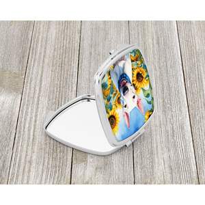 Miroir de maquillage compact pour femmes et filles English Bull Terrier Tournesols Poche décorative Cadeau de poche pliant - Product Image 2