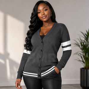 HMR Oversize Sorority Autumn Winter <b>Short</b> High Waist Solid Color Sweater Sisterhood Single Breast Eco Friendly - Product Image 3
