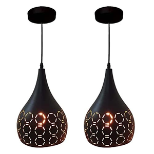 Modern Industrial Pendant <b>Light</b> Pack Cutout Pattern Hanging <b>Ceiling</b> Fixtures Contemporary Overhead Lamps for Home Cafe and Bar - Product Image 1