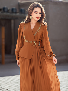 AN11250 Luxury Dubai Abaya Women Muslim Dress Beaded Pleated <b>Kaftan</b> Jalabiya Ramadan Eid Fashion Wholesale - Product Image 4