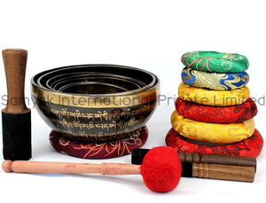 Handmade 7 Chakra <b>Singing</b> <b>Bowl</b> Set Nepal | 7-Piece <b>Tibetan</b> Brass <b>Singing</b> <b>Bowls</b> Wholesale for Meditation Yoga Sound Healing - Product Image 3