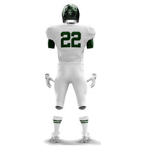 Uniforme de football américain blanc et vert 22, sublimé, col en V, manches courtes, anti-humidité, unisexe adulte, confortable, grande taille - Product Image 3