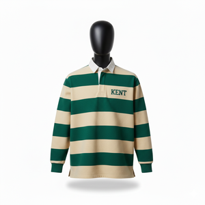 Chemise à manches longues unisexe en molleton 100 % coton 330 GSM respirant, brodée, unie, style rugby, pour homme, streetwear, OEM - Product Image 2