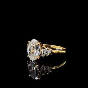 Precioso Anillo Moderno de 7 Piedras con Diamante Ovalado de 3.00CT, Corte Escalonado, Oro Sólido de 14K, Joyería Fina Perfecta para Bodas y Fiestas - Product Image 4