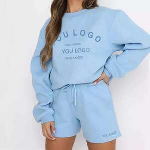 Conjunto deportivo de dos piezas para mujer, conjunto de chándal moderno, chándal de manga larga y pantalones cortos para mujer - Product Image 3