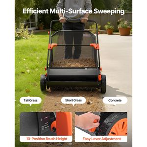 Recogedor de Hojas y Césped de 30 Pulgadas con Capacidad de 12 Cu. Bolsa para escobas Ft. Hopper y cepillos giratorios con altura ajustable - Product Image 4