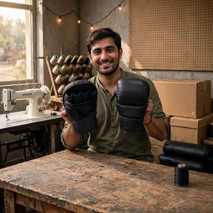 Gants d'entraînement MMA personnalisés OEM ODM Driftwear Impex avec sangle de poignet réglable, paume ouverte, fermeture auto-agrippante, en cuir PU, unisexe, pour la boxe - Product Image 4