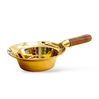 Pot en laiton véritable fait main de 8 pouces avec poignée en bois, fabrication thaïlandaise, léger, style thaïlandais, pour servir des soupes chaudes