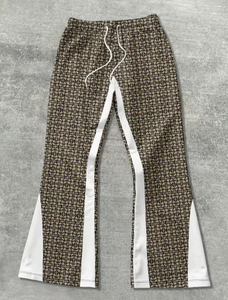Pantalon de survêtement imprimé pour homme avec bande latérale, taille élastique et cordon de serrage, décontracté, respirant, en mélange de coton et élasthanne tricoté, idéal pour le printemps - Product Image 2