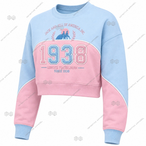 เสื้อสเวตเชิ้ตครอปปักลายสีสันตัดกันสำหรับผู้หญิงจากบริษัทกรีกแจ็คแอนด์จิลออฟอเมริกา อิงค์ ขายส่ง เสื้อผ้าสั่งทำสำหรับชมรมนักศึกษา - Product Image 2