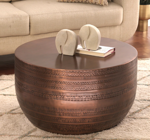 Haute qualité cuivre antique Vintage Designer grande forme ronde Table basse salon meubles accessoires fournitures de l'Inde - Product Image 1