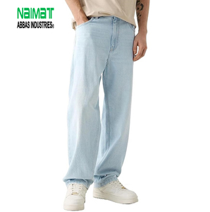 Pantalones Vaqueros Anchos para Hombre, Lavado Claro Azul, Corte Holgado, Estilo Relajado, Rectos, Casuales, Hip Hop, Streetwear - Product Image 1
