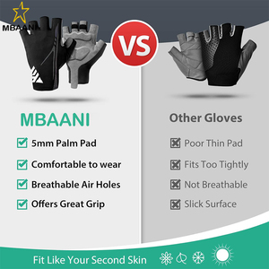 Gants de cyclisme pour hommes, gants de vélo rembourrés de 5 mm, gants de vélo respirants et antidérapants à demi-doigts - Product Image 5