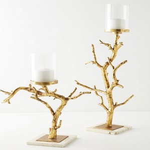 Porte-bougie en métal doré de luxe en forme de lune, centre de table moderne, décoration décorative pour la maison, support à bougie - Product Image 6