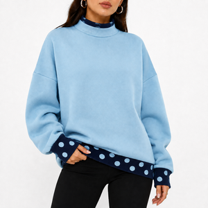 Sudadera de Cuello Alto para Mujer en Oferta, Precio Económico, Felpa Francesa de Algodón, Bordado Personalizado, Marca Privada, Proveedor OEM - Product Image 1
