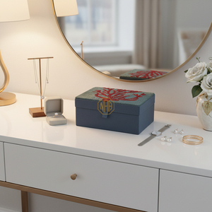 กล่องใส่เครื่องประดับตกแต่งด้วยลูกปัดหรูหรา งานฝีมือลายดอกไม้  กล่องเก็บเครื่องประดับ NOORIMS AKBAR HANDICRAFTS ความจุ 1-3 ลิตร สำหรับธุรกิจ B2B - Product Image 2