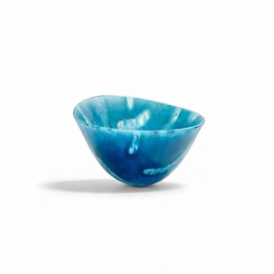 Wholesale Eco-Friendly <b>Blue</b> Aqua Swirl Resin Serving <b>Bowl</b> Luxury Marble Texture Fluted Scalloped Fruit Salad <b>Bowl</b> for Home Hotel - Product Image 5