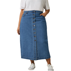 Falda Vaquera de Talla Grande para Mujer, Tela al por Mayor, Personalizable, Muestra Gratuita, la Mejor Calidad - Product Image 2