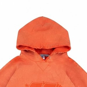 Sudadera con Capucha Extra Grande para Mujer, de Alta Calidad, con Logotipo Personalizado, Color Naranja Sólido, Manga Larga, Tejido de Algodón, Bolsillo Delantero, Otoño - Product Image 5